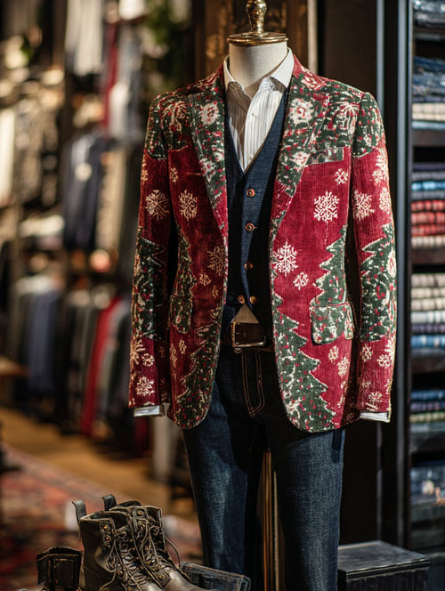 Men's Vintage Western Winter Christmas Blazer