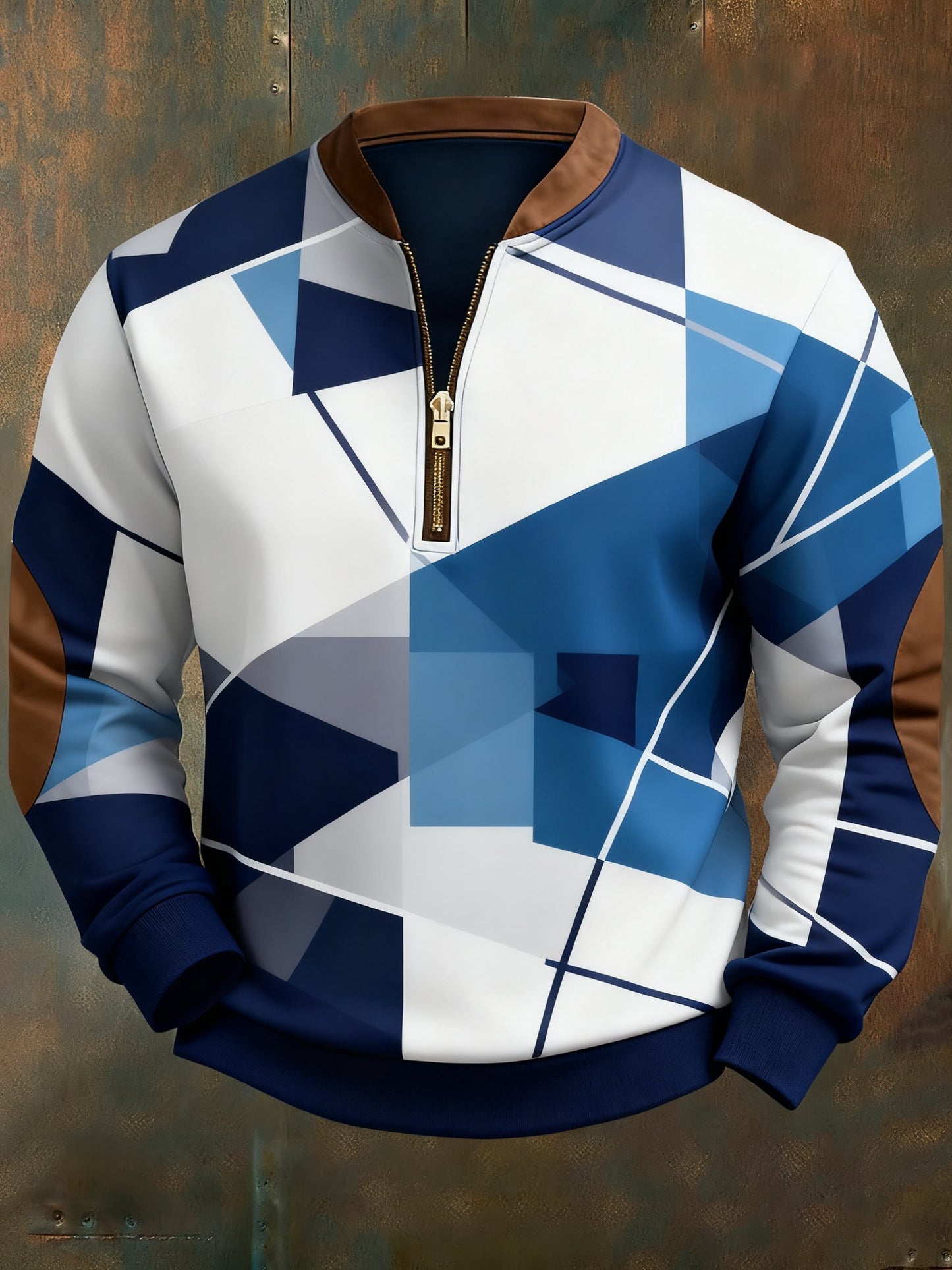 Men's Casual Geometric Color Block Print Sweatshirt