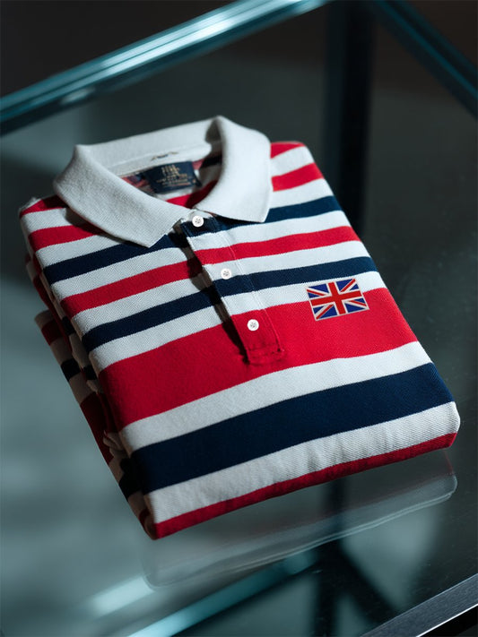 Men's Business Casual Union Jack Button Short Sleeve Polo Shirt