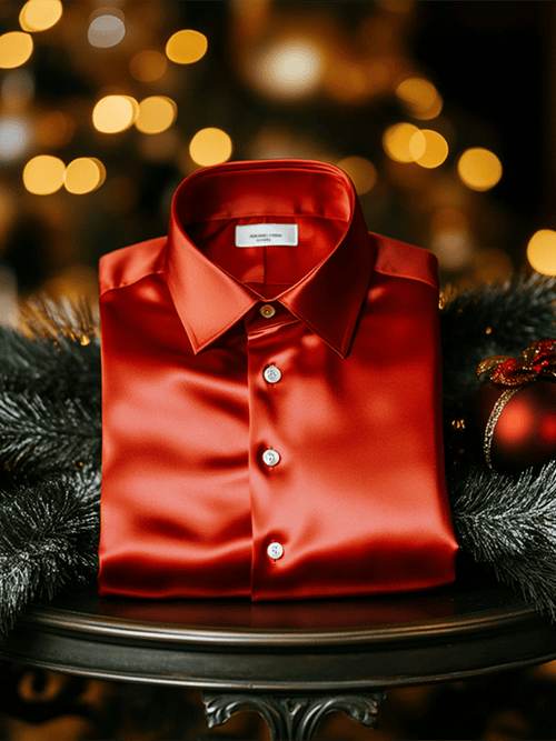 Men's Luxury Silk Business Classic Long Sleeve Shirt