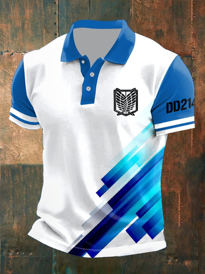 Men's Retro Independence Day DD-214 Print Polo Shirt