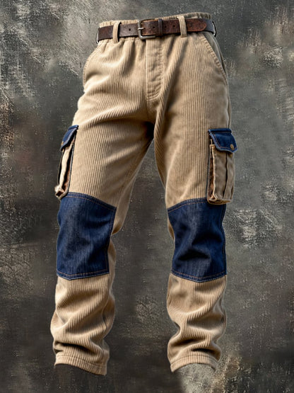 Men's Retro Outdoor Corduroy Multi-Function Pocket Work Pants