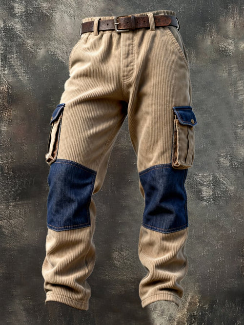 Men's Retro Outdoor Corduroy Multi-Function Pocket Work Pants