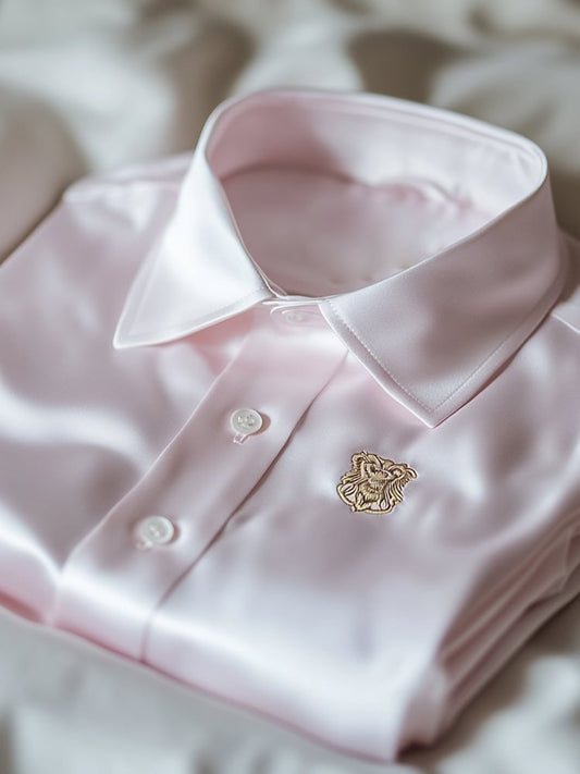 Men's Business Casual Embroidered Logo Lapel Short Sleeve Shirt
