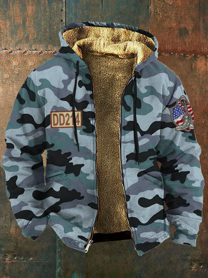 Men's Camouflage Veteran DD-214 Printed Fleece Jacket