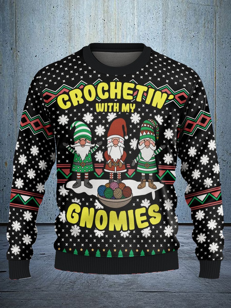 Ugly Christmas Sweater Crochetin' With My Gnomies