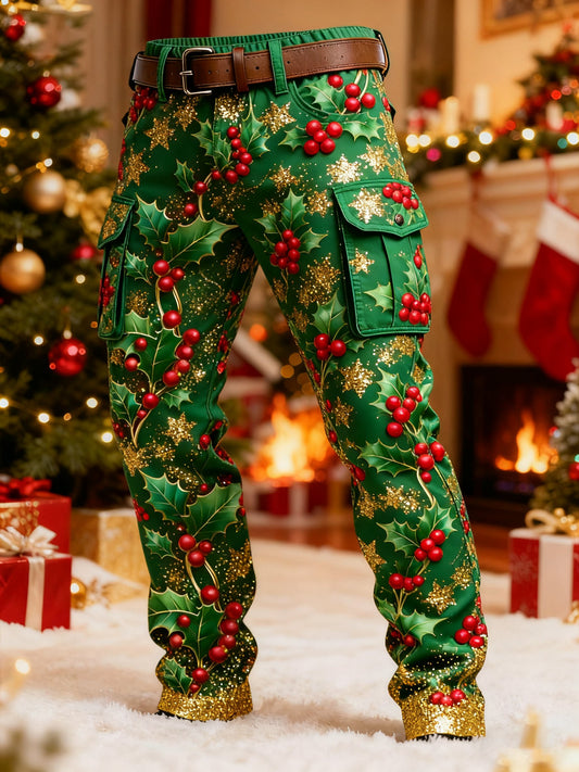 Men's Christmas Printed Cargo Pants