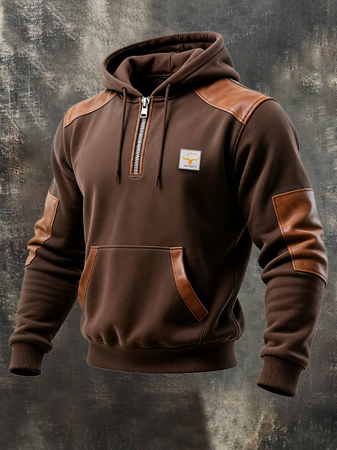 Men's Retro Contrast Color Comfort Zip-Up Sweatshirt