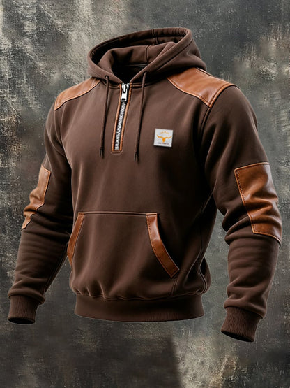 Men's Retro Contrast Color Comfort Zip-Up Sweatshirt