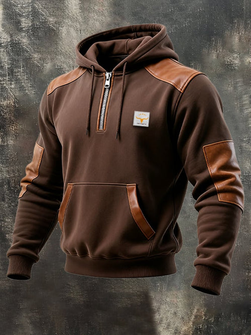 Men's Retro Contrast Color Comfort Zip-Up Sweatshirt