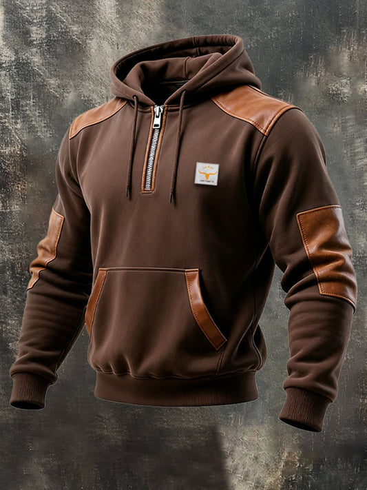 Men's Retro Contrast Color Comfort Zip-Up Sweatshirt
