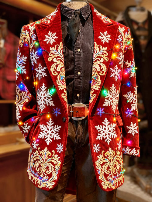 Men's Vintage Casual Christmas Party Corduroy Blazer