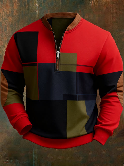 Men's Casual Geometric Color Block Print Sweatshirt