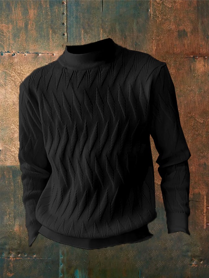 Men's Solid Color Braided Casual Sweater