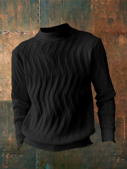Men's Solid Color Braided Casual Sweater