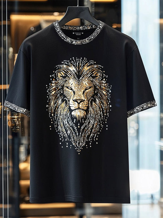 Men's Business Luxury Printed 100% Cotton Short Sleeve T-Shirt