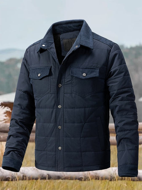 Men's Vintage Pleated Cotton Multi-Pocket Casual Plush Cotton Jacket