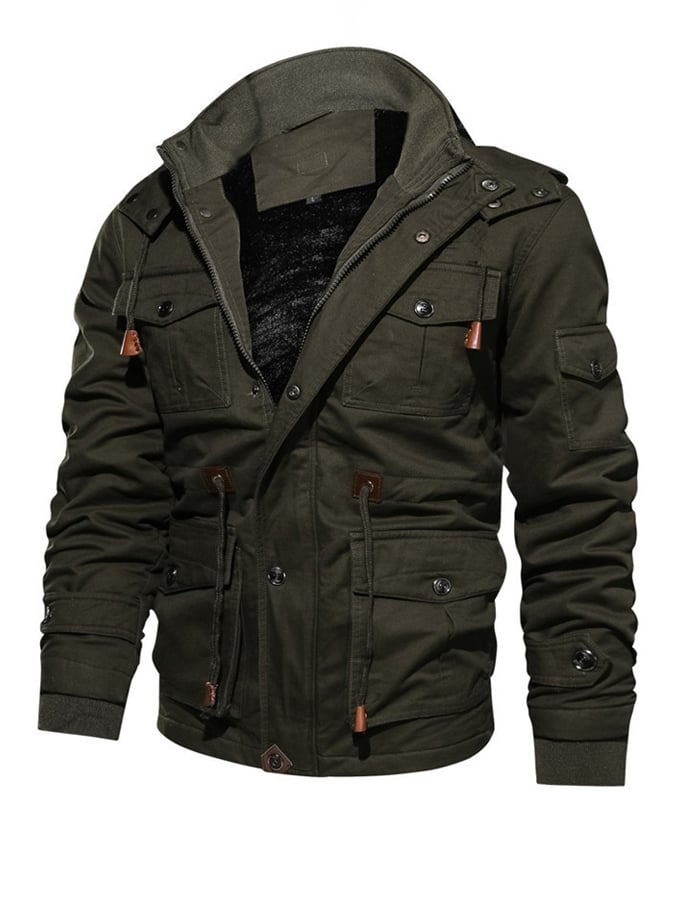 Men'S Retro Windproof Fleece Thickened Jacket