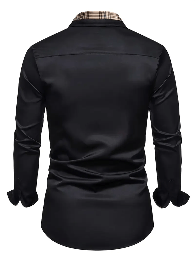 Men's Vintage Business Casual Printed Satin Long Sleeve Shirt