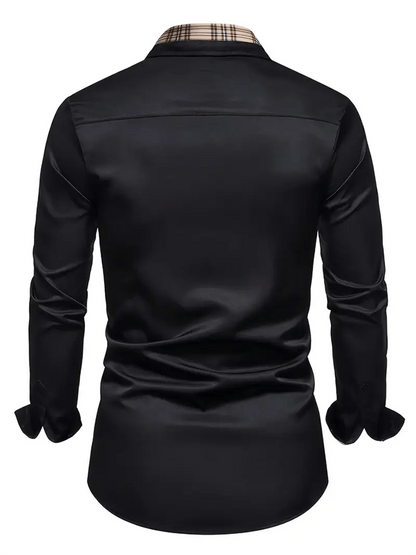 Men's Vintage Business Casual Printed Satin Long Sleeve Shirt