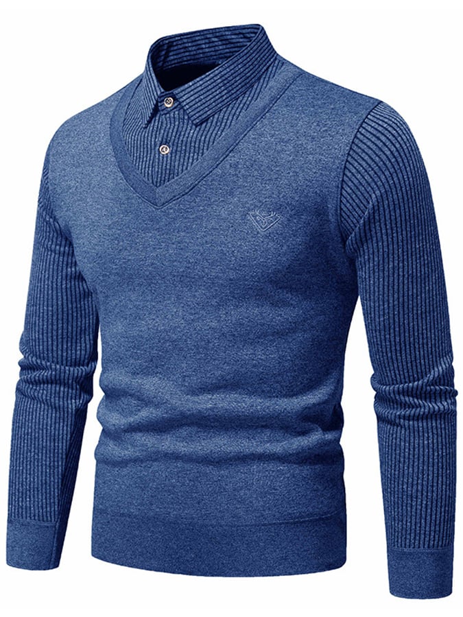 Men's Fashionable Velvet Thickened Warm Fake Two-Piece Sweater