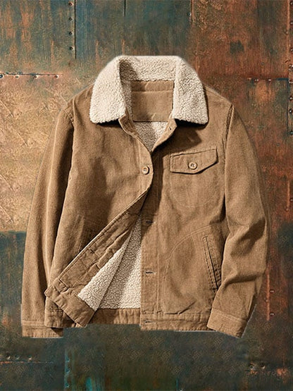 Men's Vintage Printed Plush Jacket
