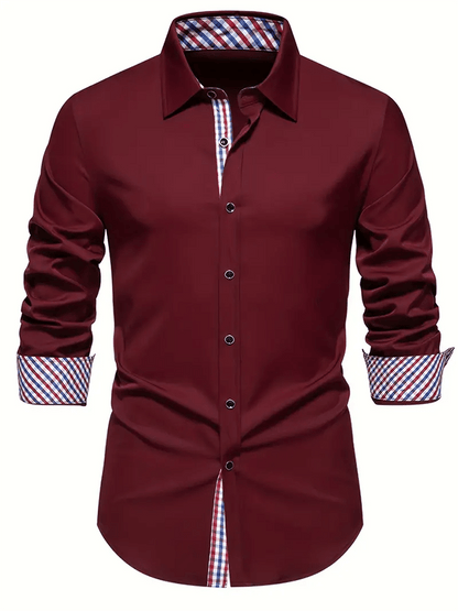 Men's Business Casual Printed Long Sleeve Shirt