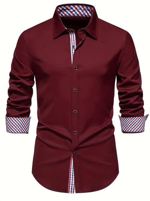 Men's Business Casual Printed Long Sleeve Shirt