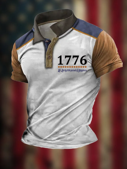 Men's Vintage Independence Day Flag Polo Shirt