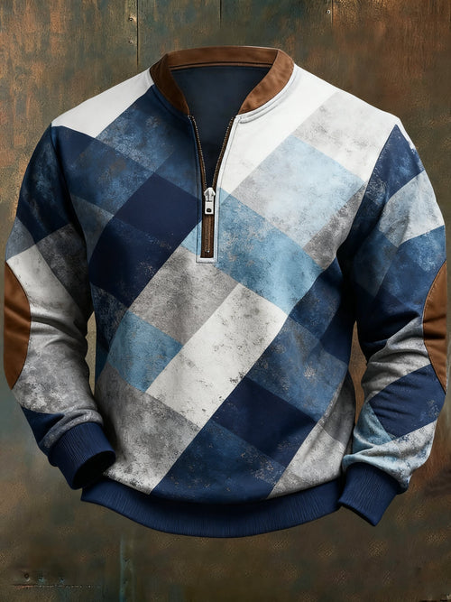 Men's Casual Geometric Color Block Print Sweatshirt
