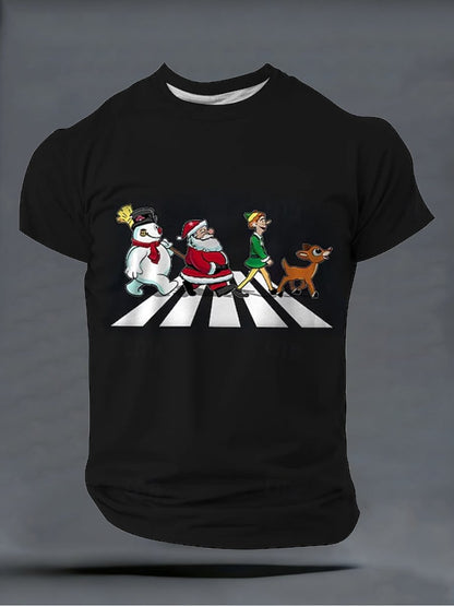 Men's Casual Retro Christmas Print T-shirt