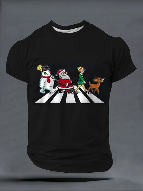 Men's Casual Retro Christmas Print T-shirt