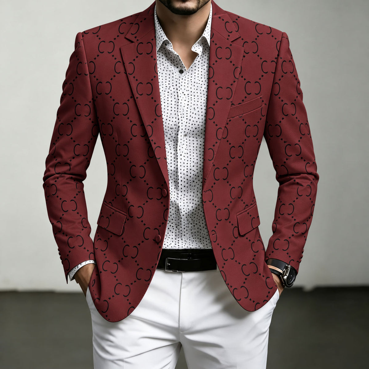 Men's Geometric-Print Casual Blazer