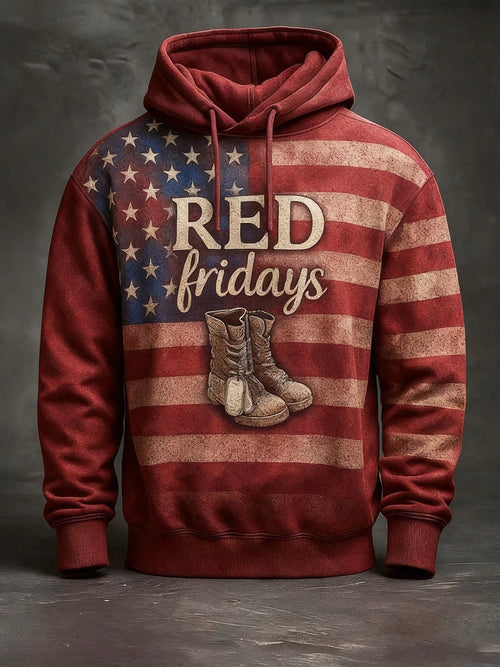 Men'S Veterans Red Friday Print Sweatshirt