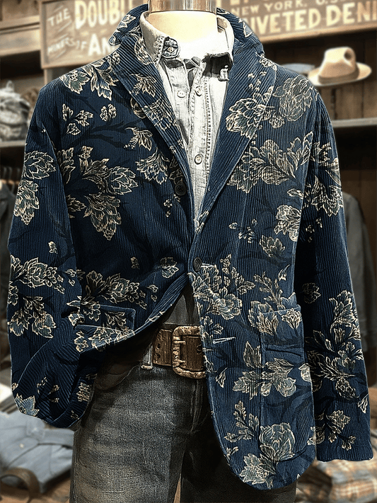 Men's Vintage Flowers Print Casual Coat