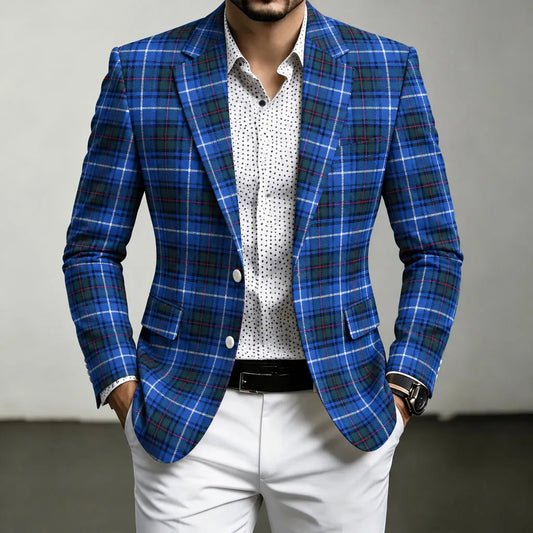 Men's Blue Checkered Blazer