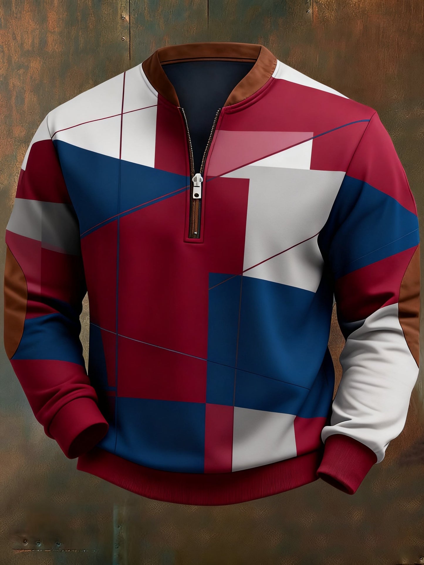 Men's Casual Geometric Color Block Print Sweatshirt