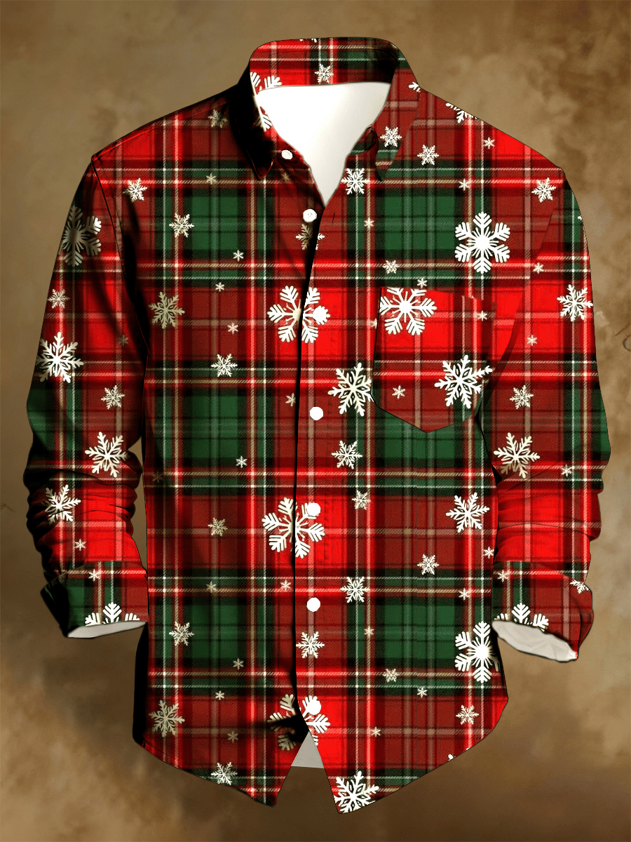Men's Christmas Art Print Long-Sleeve Shirt