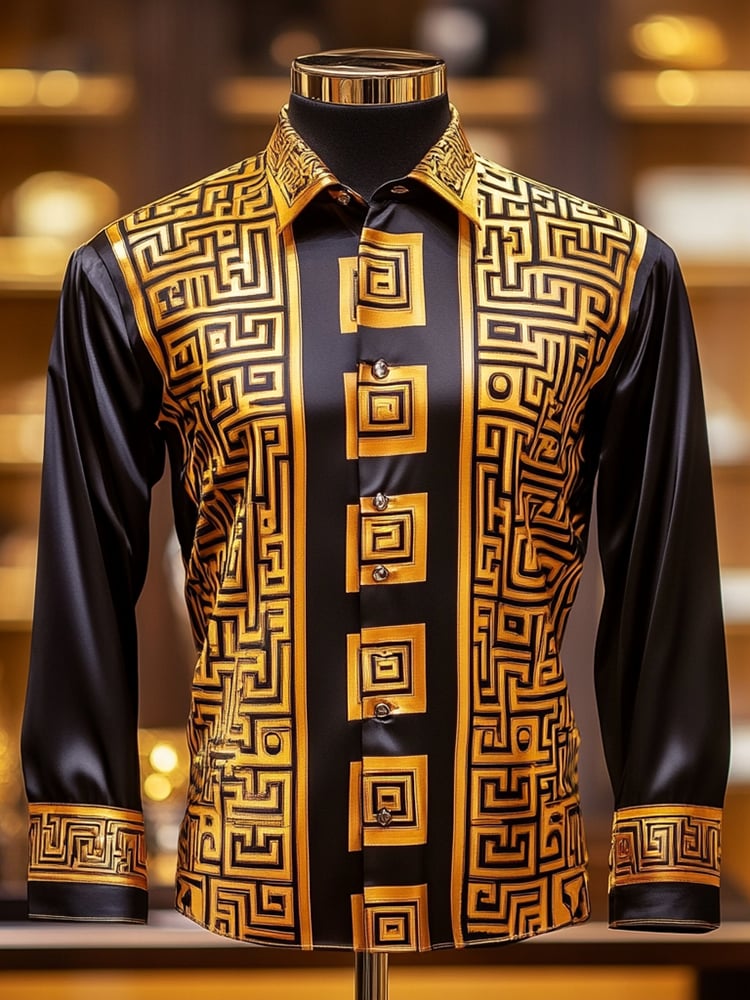 Men's Satin Luxe Long Sleeve Button Down Shirt