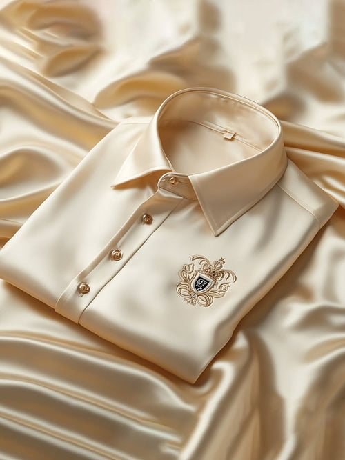 Men's Satin Luxe Long Sleeve Button Down Shirt
