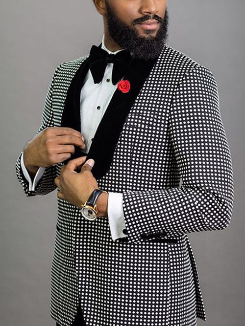 Men's Stylish Plaid One Button Suit Collar Blazer