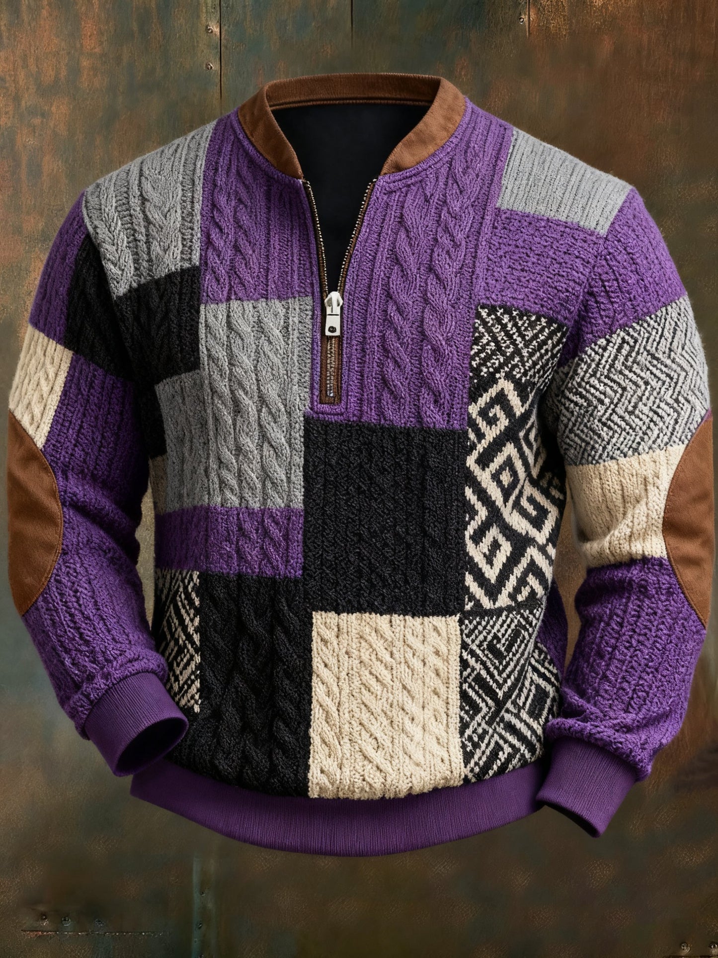 Men's Casual Geometric Color Block Print Sweatshirt