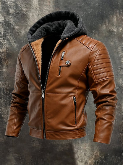 Men's Vintage Leather Multi-Pocket Outdoor Jacket