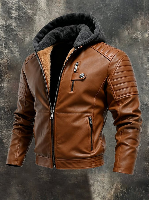 Men's Vintage Leather Multi-Pocket Outdoor Jacket