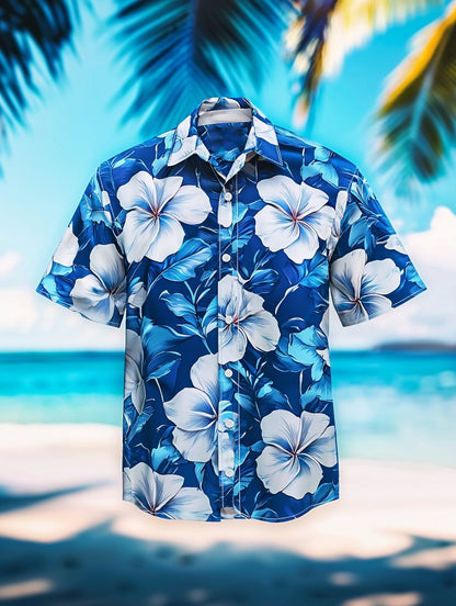 Men's Lapel Hawaiian Retro Casual Vacation Short Sleeve Shirt