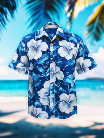 Men's Lapel Hawaiian Retro Casual Vacation Short Sleeve Shirt