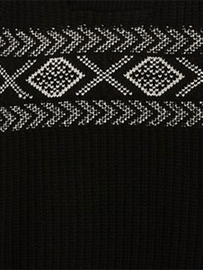 Men's Vintage Knitted Jacquard Design Printed Zipper Collar Sweatshirt