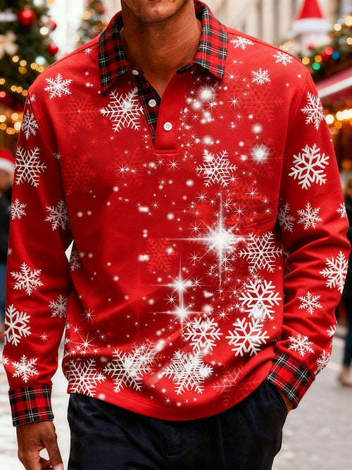 Men's Christmas Business Long-Sleeve Polo Shirt