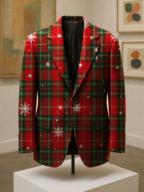 Men's Business Casual Large Pocket Notch Lapel Christmas Santa Blazers