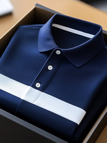 Men's Business Casual Button Short Sleeve Polo Shirt